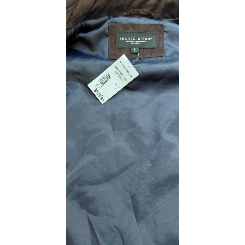 Pronto Uomo Full Zip Blue/Brown Quilted Vest Lined With Inside Pocket SZ L New